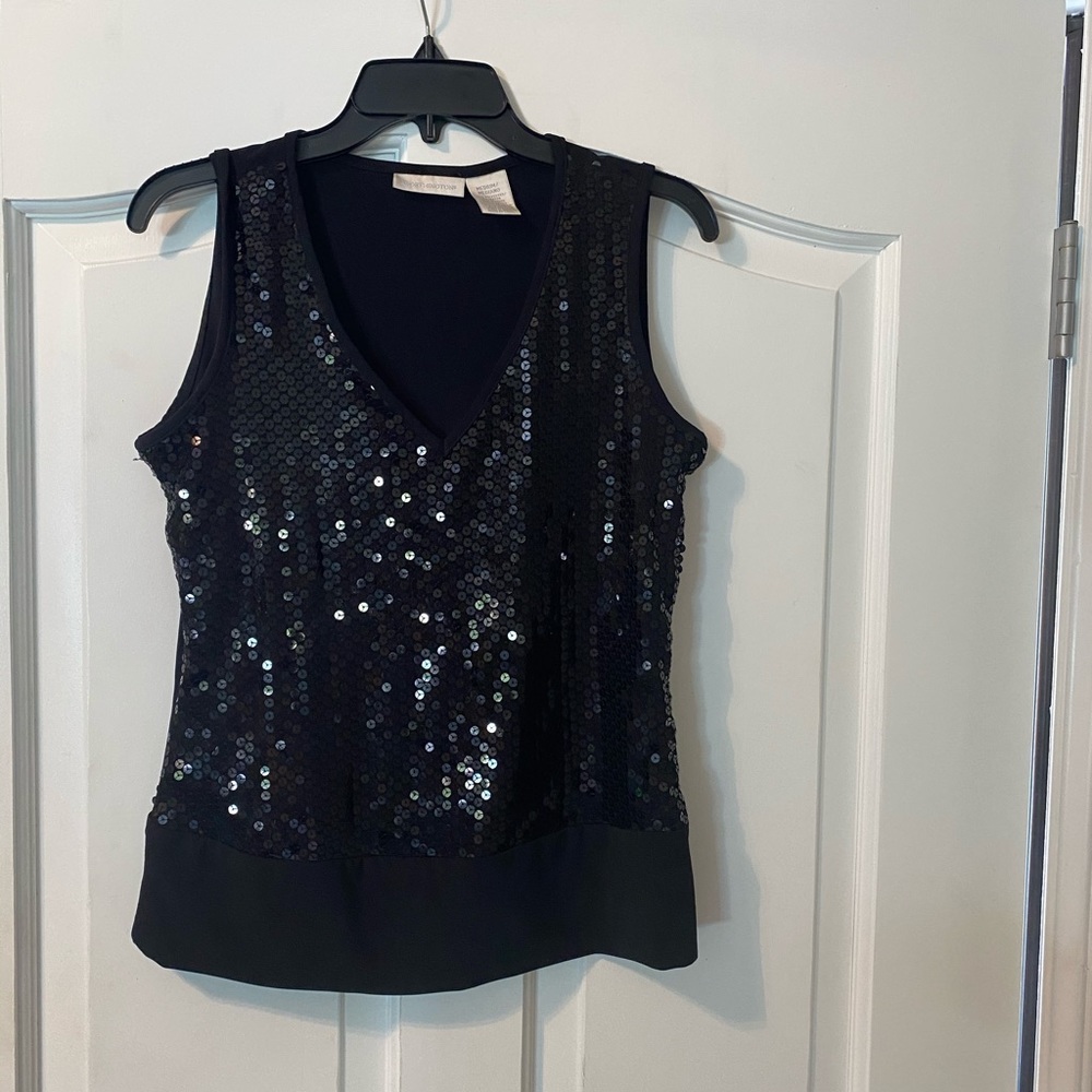 Worthington Sleeveless Black sequin dressy tank.